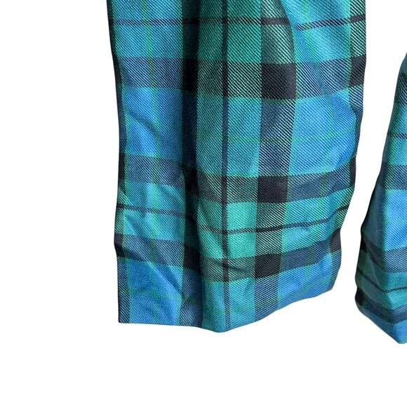 LOULLY MAKES DESIGNS Plaid Floral Wool Cotton Reversible Scarf Blue Green - Picture 4 of 6